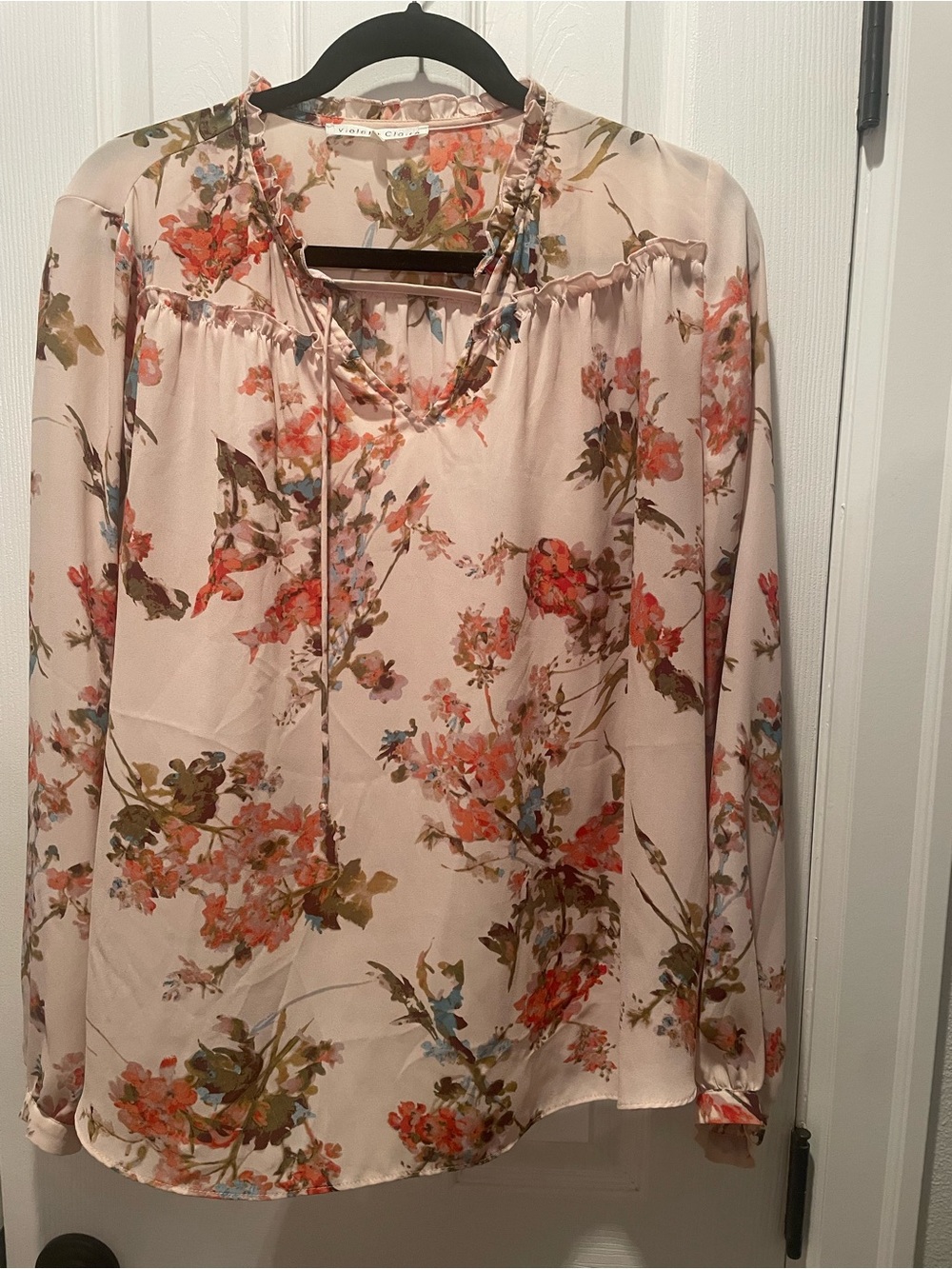 Violet & Claire Pink Blush Floral Long-Sleeve Peasant Blouse